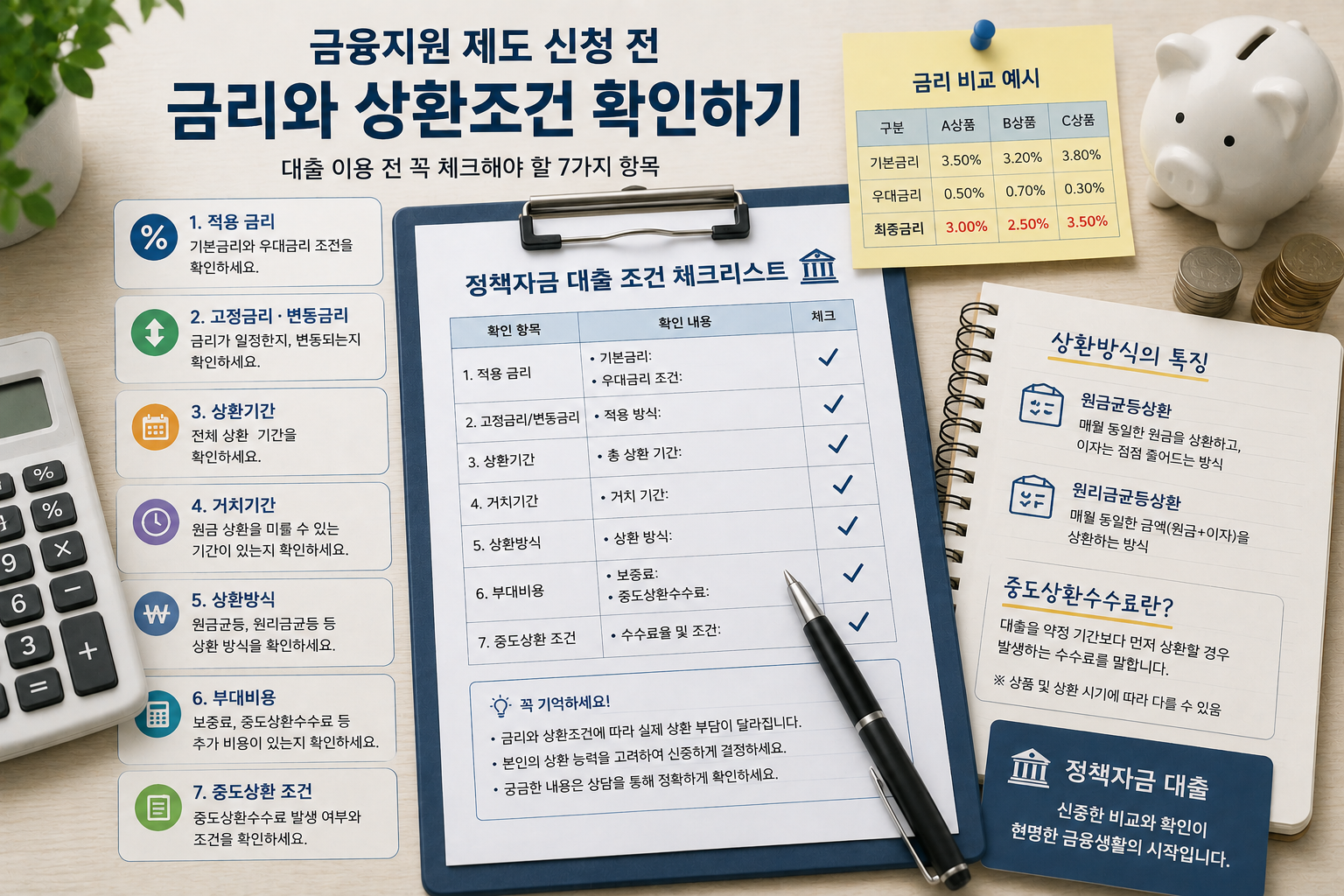정책자금 대출 이용 전 꼭 확인해야 할 조건|금리·상환기간·상환방식 쉽게 정리